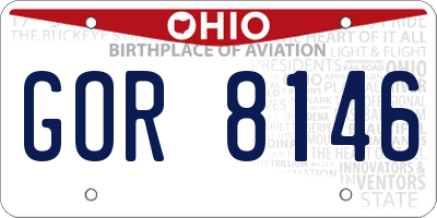 OH license plate GOR8146