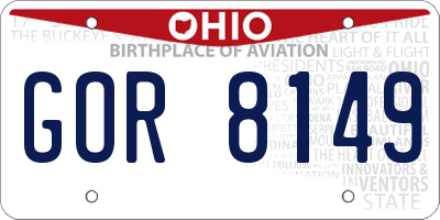 OH license plate GOR8149