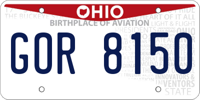 OH license plate GOR8150