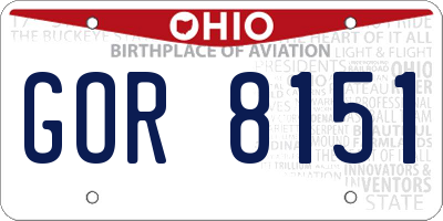 OH license plate GOR8151