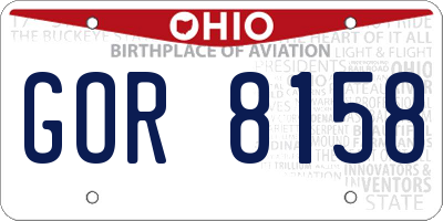 OH license plate GOR8158