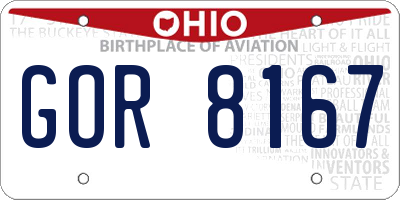 OH license plate GOR8167
