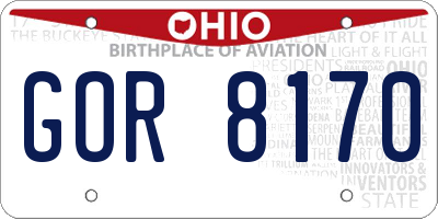 OH license plate GOR8170