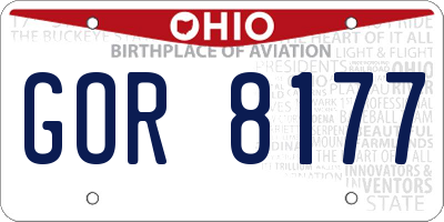 OH license plate GOR8177