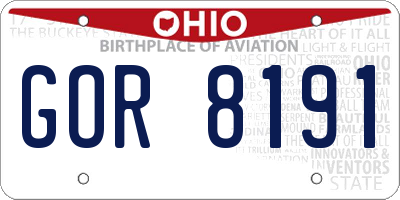 OH license plate GOR8191