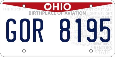 OH license plate GOR8195