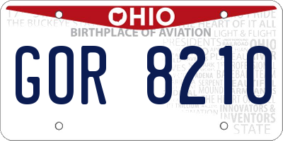 OH license plate GOR8210