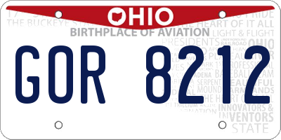 OH license plate GOR8212