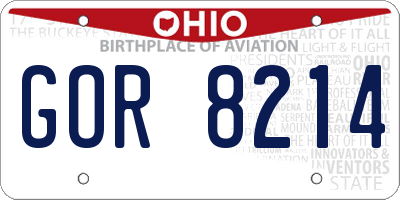 OH license plate GOR8214