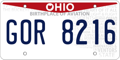 OH license plate GOR8216