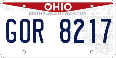 OH license plate GOR8217