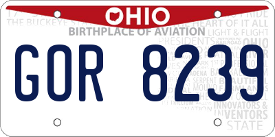 OH license plate GOR8239