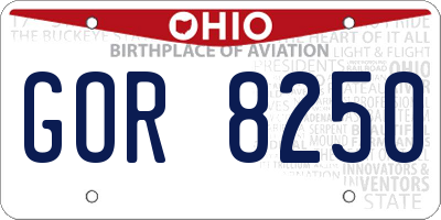 OH license plate GOR8250