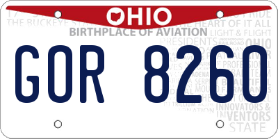 OH license plate GOR8260