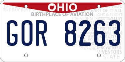 OH license plate GOR8263