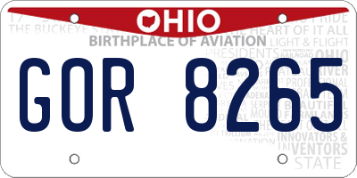 OH license plate GOR8265