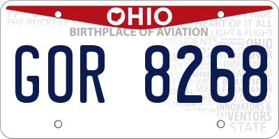OH license plate GOR8268