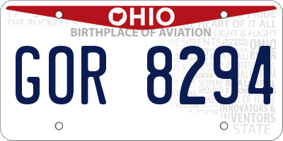 OH license plate GOR8294