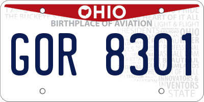 OH license plate GOR8301