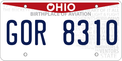 OH license plate GOR8310