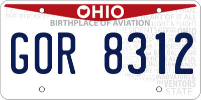 OH license plate GOR8312