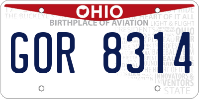 OH license plate GOR8314