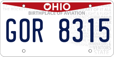 OH license plate GOR8315
