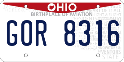 OH license plate GOR8316