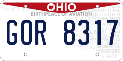OH license plate GOR8317
