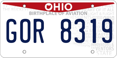 OH license plate GOR8319
