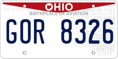 OH license plate GOR8326