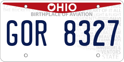 OH license plate GOR8327