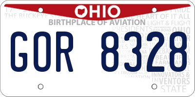 OH license plate GOR8328