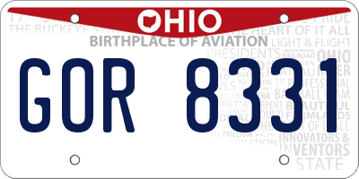 OH license plate GOR8331