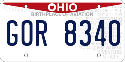 OH license plate GOR8340