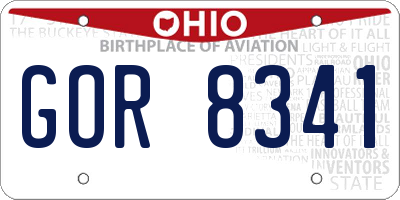 OH license plate GOR8341