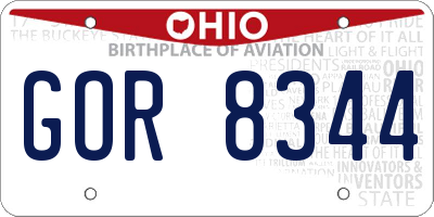 OH license plate GOR8344