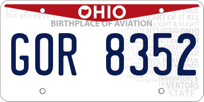 OH license plate GOR8352