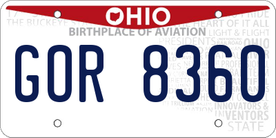 OH license plate GOR8360