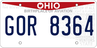 OH license plate GOR8364