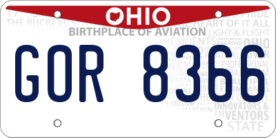OH license plate GOR8366
