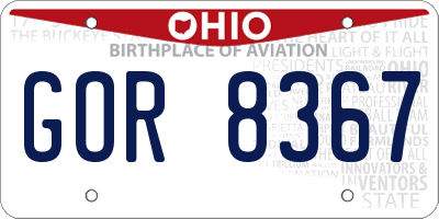 OH license plate GOR8367