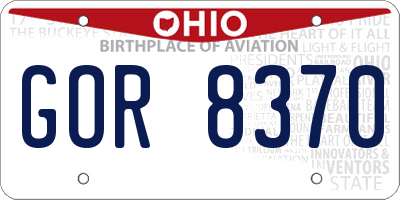 OH license plate GOR8370