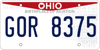 OH license plate GOR8375