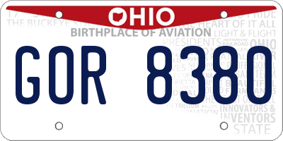 OH license plate GOR8380