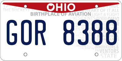 OH license plate GOR8388