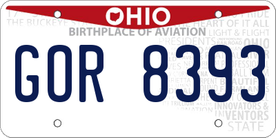 OH license plate GOR8393