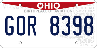 OH license plate GOR8398