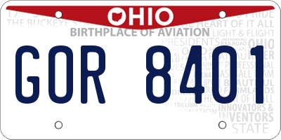 OH license plate GOR8401