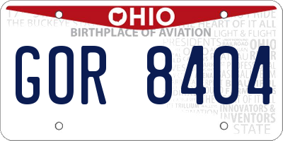 OH license plate GOR8404